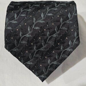 Vtg Paul Smith Floral Street Made in England Silk Necktie Gray Textured Vine